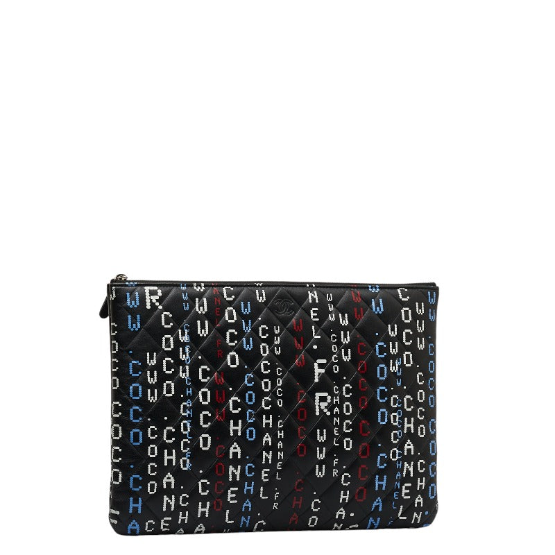 Chanel Matrases Typography Cocomark econd Bag Cratch Bag Black Multicolor in  CHANEL