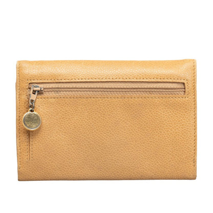 CHANEL two folded wallet cabia skin beige ladies and gentlemen