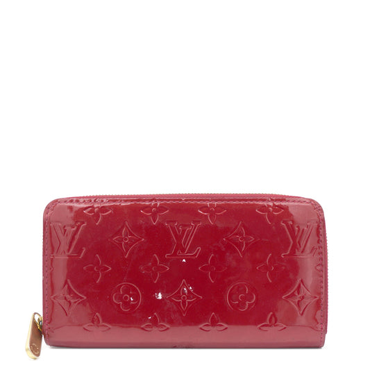 Louis-vuitton Red Monogram Vernis Leather Zippy Wallet