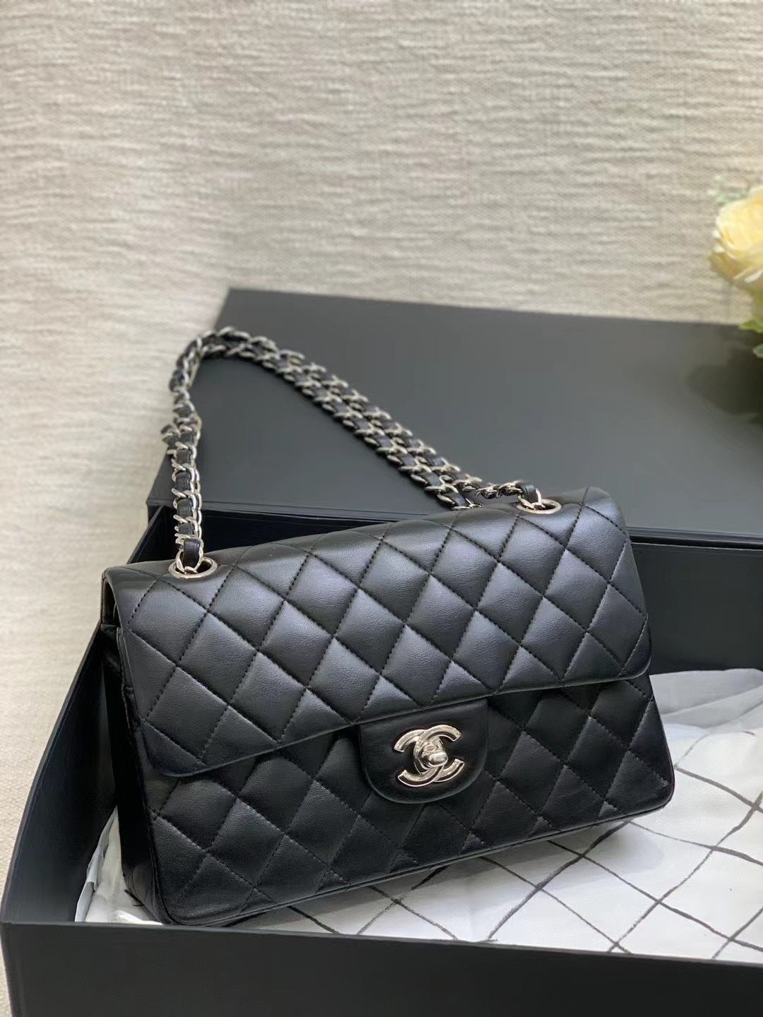 Chanel classic flap CF small black ×cm