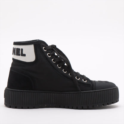 Chanel Coco Leather X Fabric High-Cut Sneaker 35  Black G38091