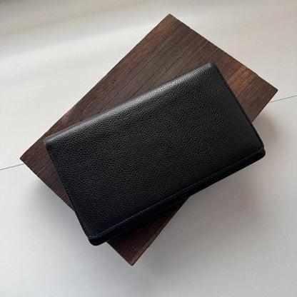 Chanel Black Caviar Leather Timeless L Yen Wallet MR