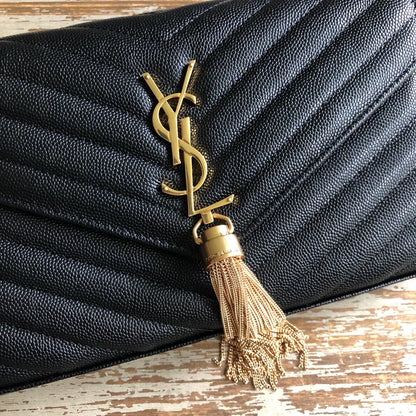 Yves Saint Laurent Monogram Chain Wallet Black