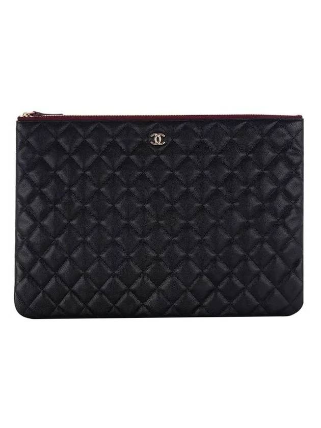 Large Classic Pouch Grained Calfskin Gold Black Chanel