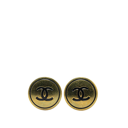 Chanel Gold Plated Coco Mark Vintage Earrings 94P