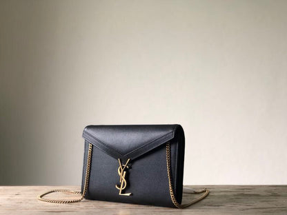 Yves Saint Laurent Cassandra Flap-Front Crossbody Bag Black