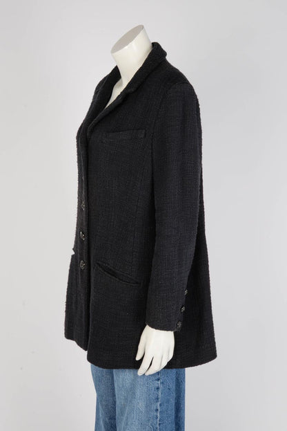 Chanel Black Boucle Tweed Paris to Bombay Jacket FR 50