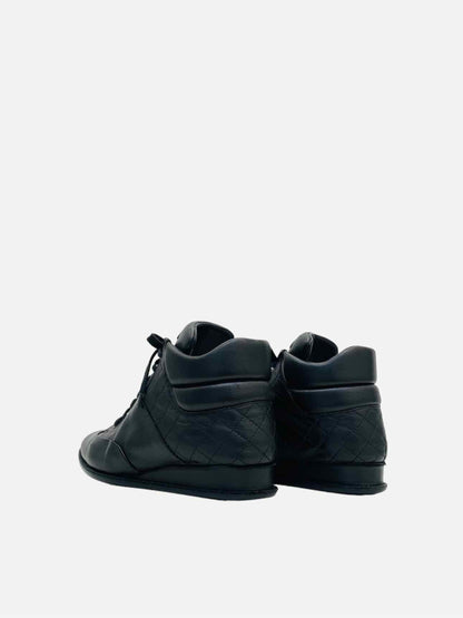 CHANEL High Top Black Quilted Sneakers
