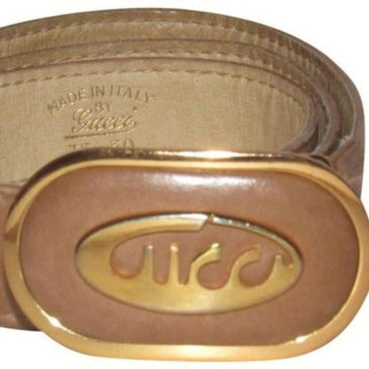 Gucci Vintage Brown Oval Cursive Logo