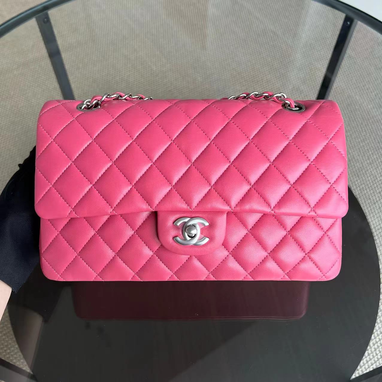 *Un, Full Set, Receipt* Classic Flap Medium Quilted Lambskin Pink Series 29