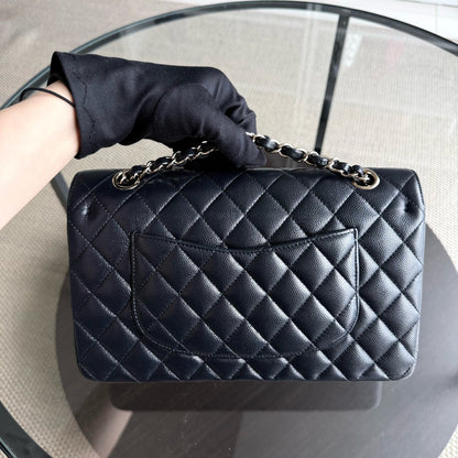 Chanel Classic Flap Medium - Caviar 25CM Quilted Mid-night Dark Blue Gold Hardware Series 28