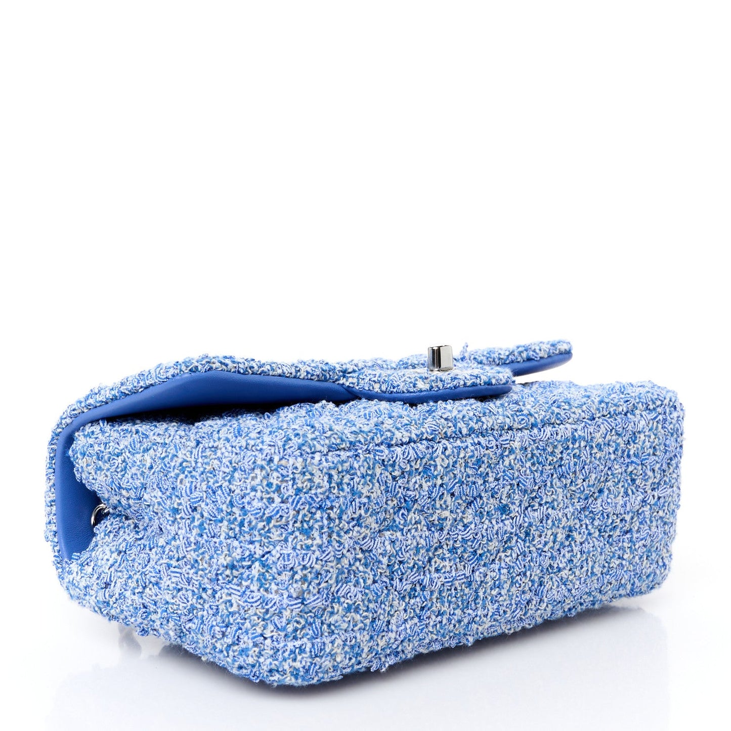 Tweed Quilted Mini Rectangular Flap Blue White