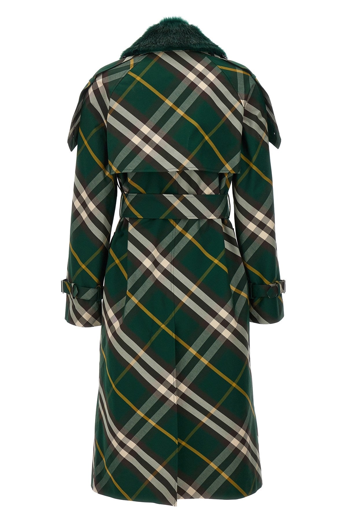 Burberry Women Check Long Gabardine Trench Coat