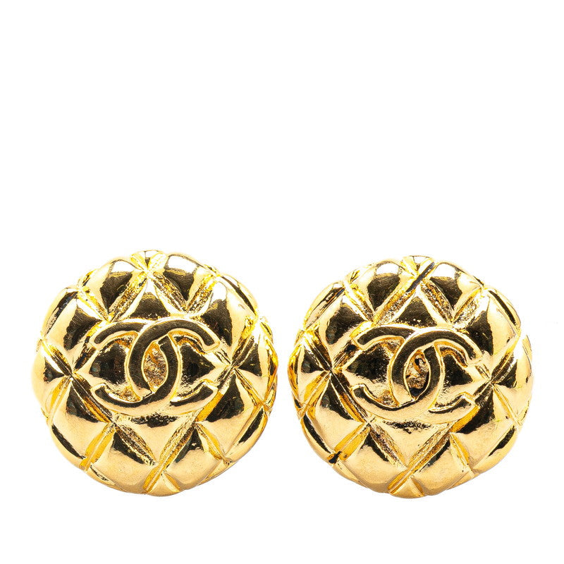 Chanel Gold Plated Coco Mark Matelasse Earrings