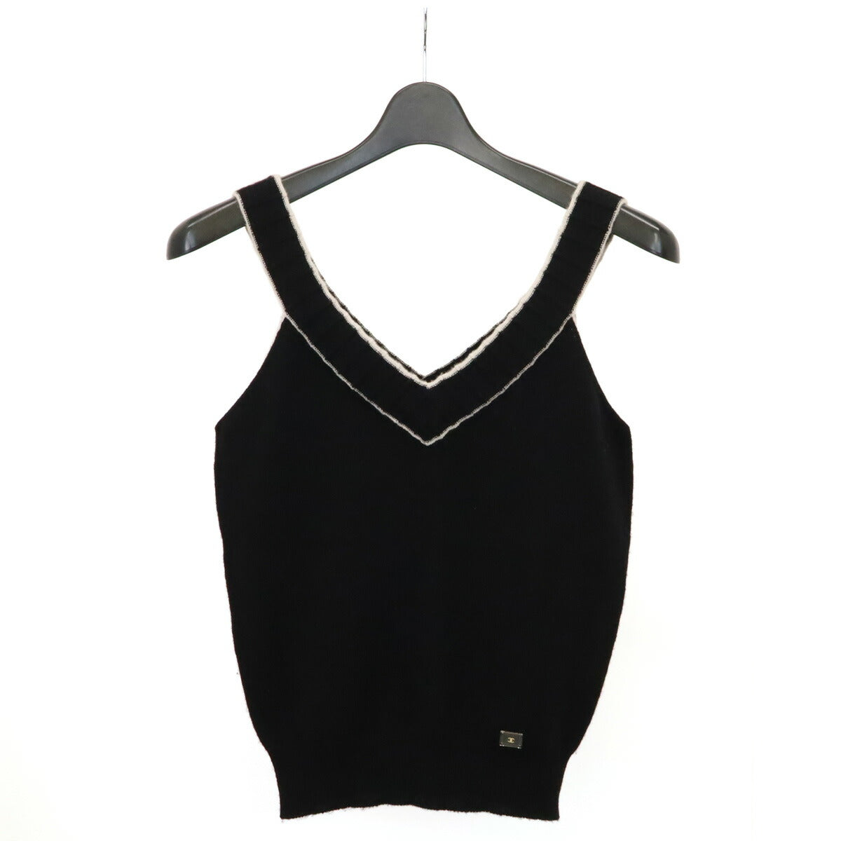 Chanel 100% Cashmere Coco Mark Knit Sleeveless Top 02P