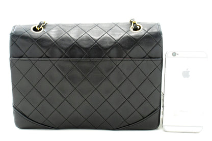 CHANEL Half Moon Chain Shoulder Bag Crossbody Black Quilted New