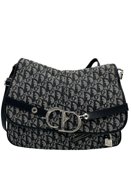 Christian Dior Vintage Cd Flap Messenger Bag Diorissimo Canvas Navy Canvas Shoulder Bag Bag ()