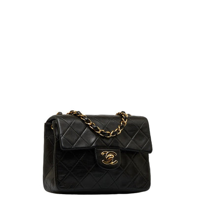 CHANEL Mini Flap Chain Shoulder Bag in Lambskin Black