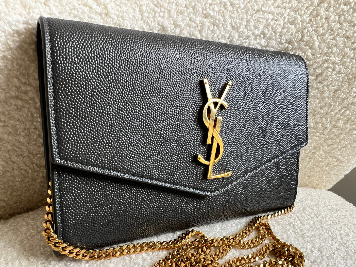 Yves Saint Laurent (YSL) Grey Uptown Chain Wallet