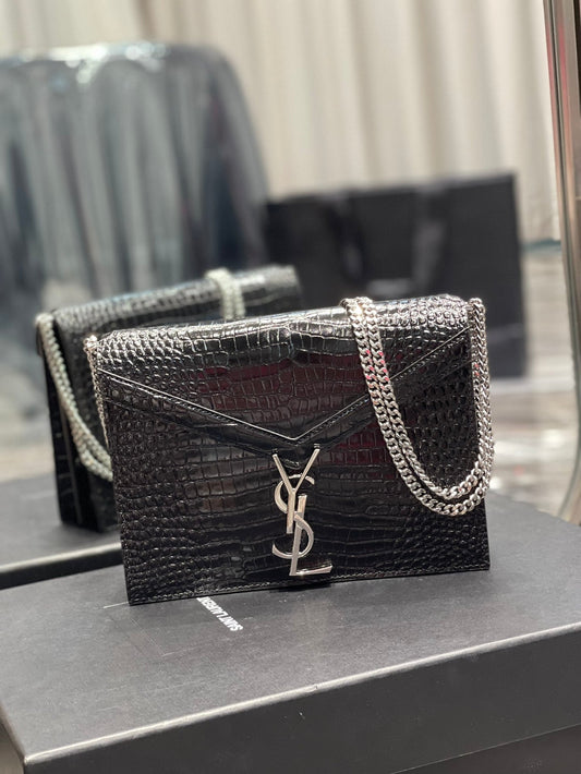 YSSL Cassandra Medium Chain Bag Black For Women 8.6in/22cm YSL