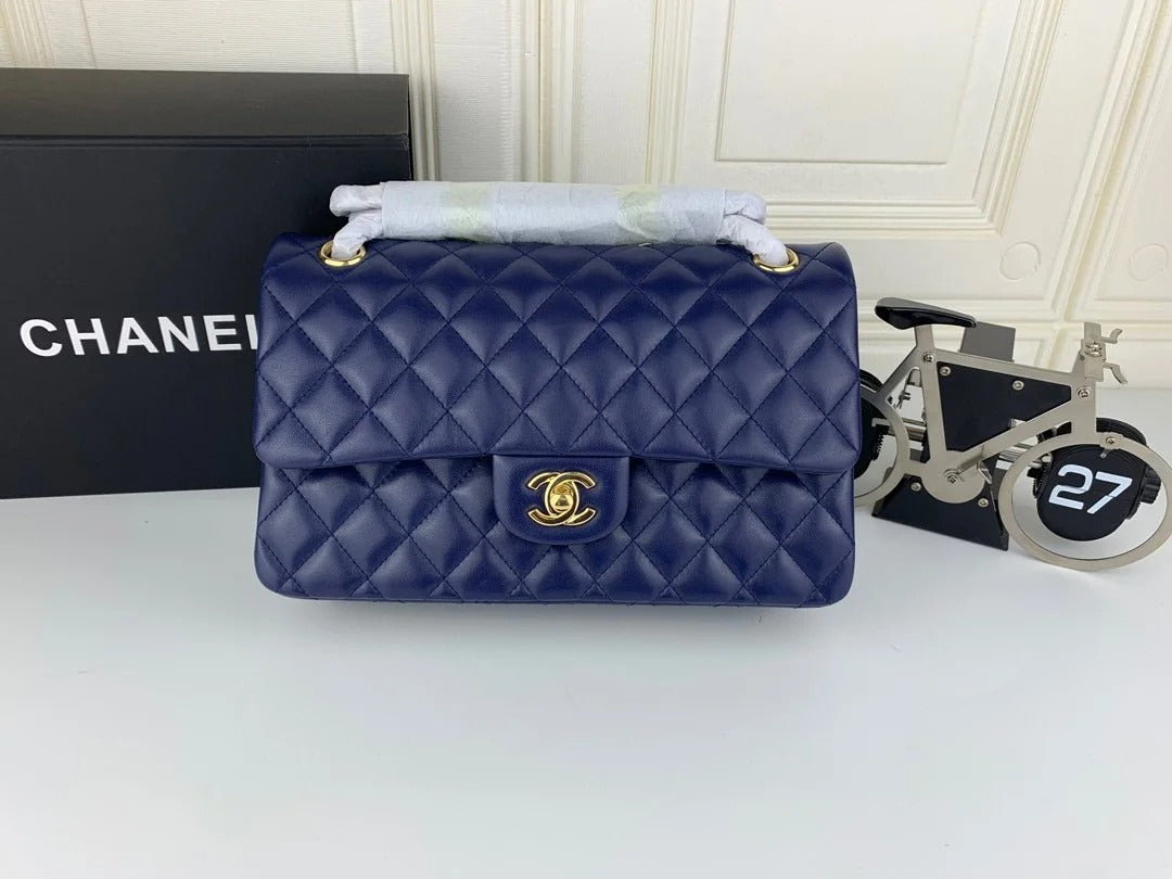 Chanel Classic Double Flap 25 Shoulder Bag Blue