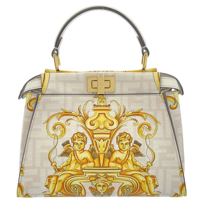 FENDI Fendace Peekaboo Beige/Yellow 8BN244 Leather Size Mini