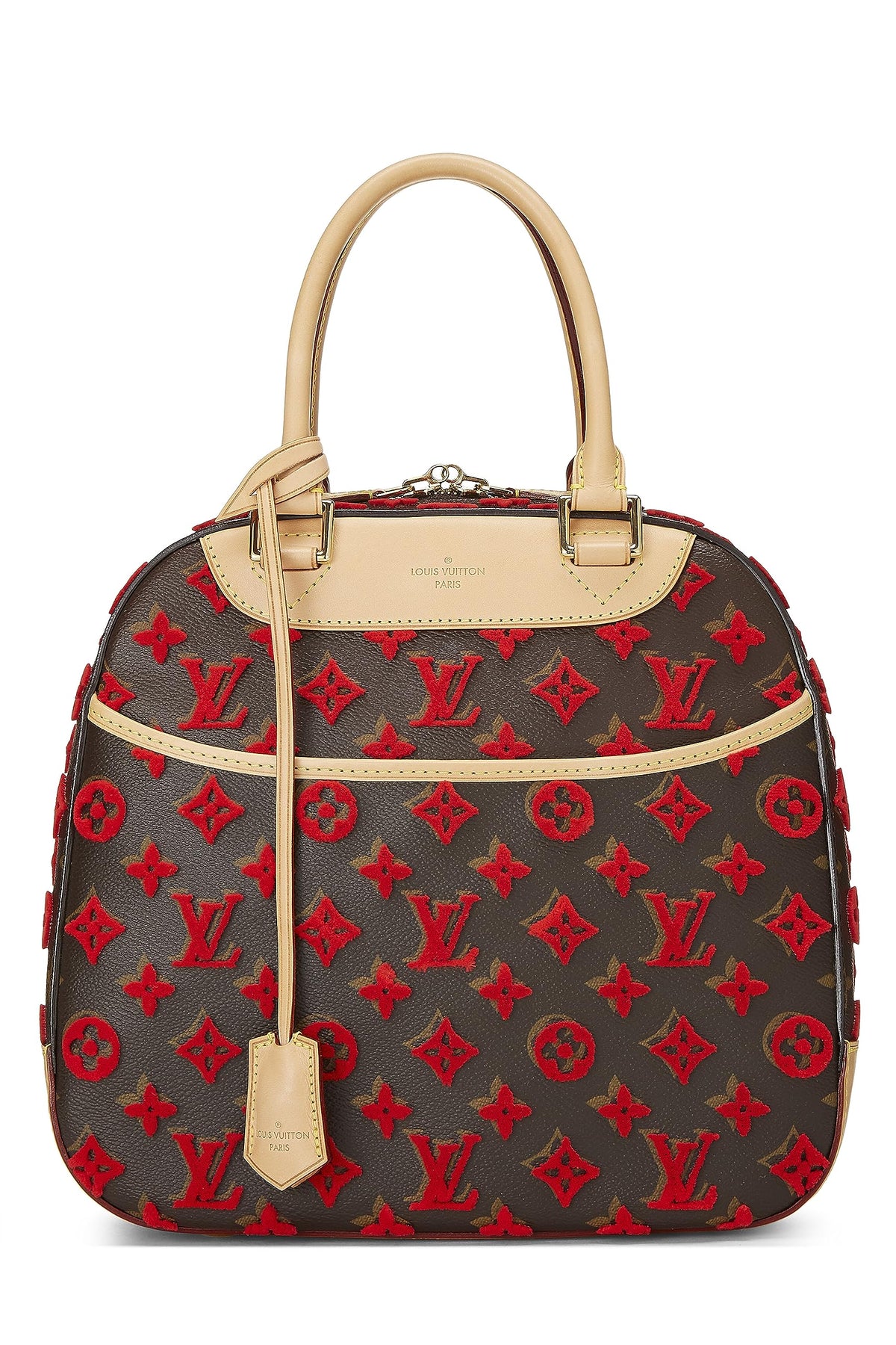 Louis Vuitton,  Red Monogram Tuffetage Deauville Cube, Red