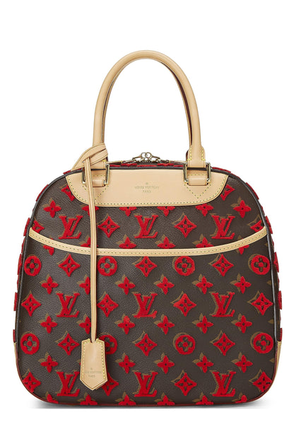 Louis Vuitton,  Red Monogram Tuffetage Deauville Cube, Red