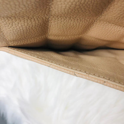 Single Flap Jumbo in Beige Caviar with SHW