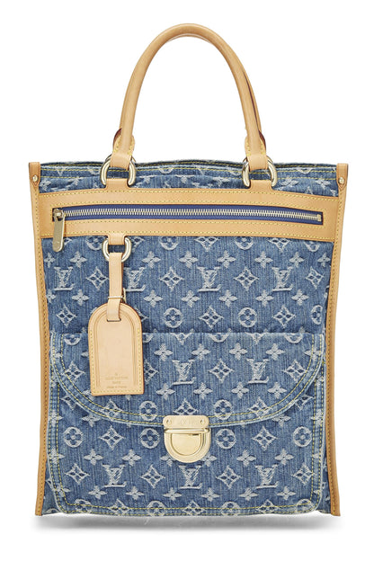 Louis Vuitton,  Blue Monogram Denim Flat Shopper, Blue