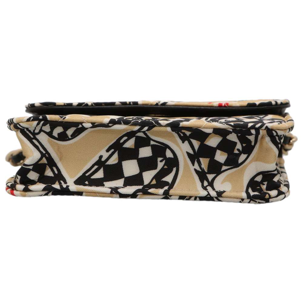 CHANEL Mini ChainShoulder 2023 Novelty Beige/Black/Multicolor Canvas Calf Leather