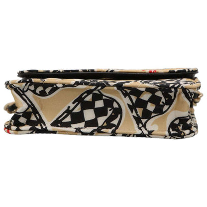 CHANEL Mini ChainShoulder 2023 Novelty Beige/Black/Multicolor Canvas Calf Leather