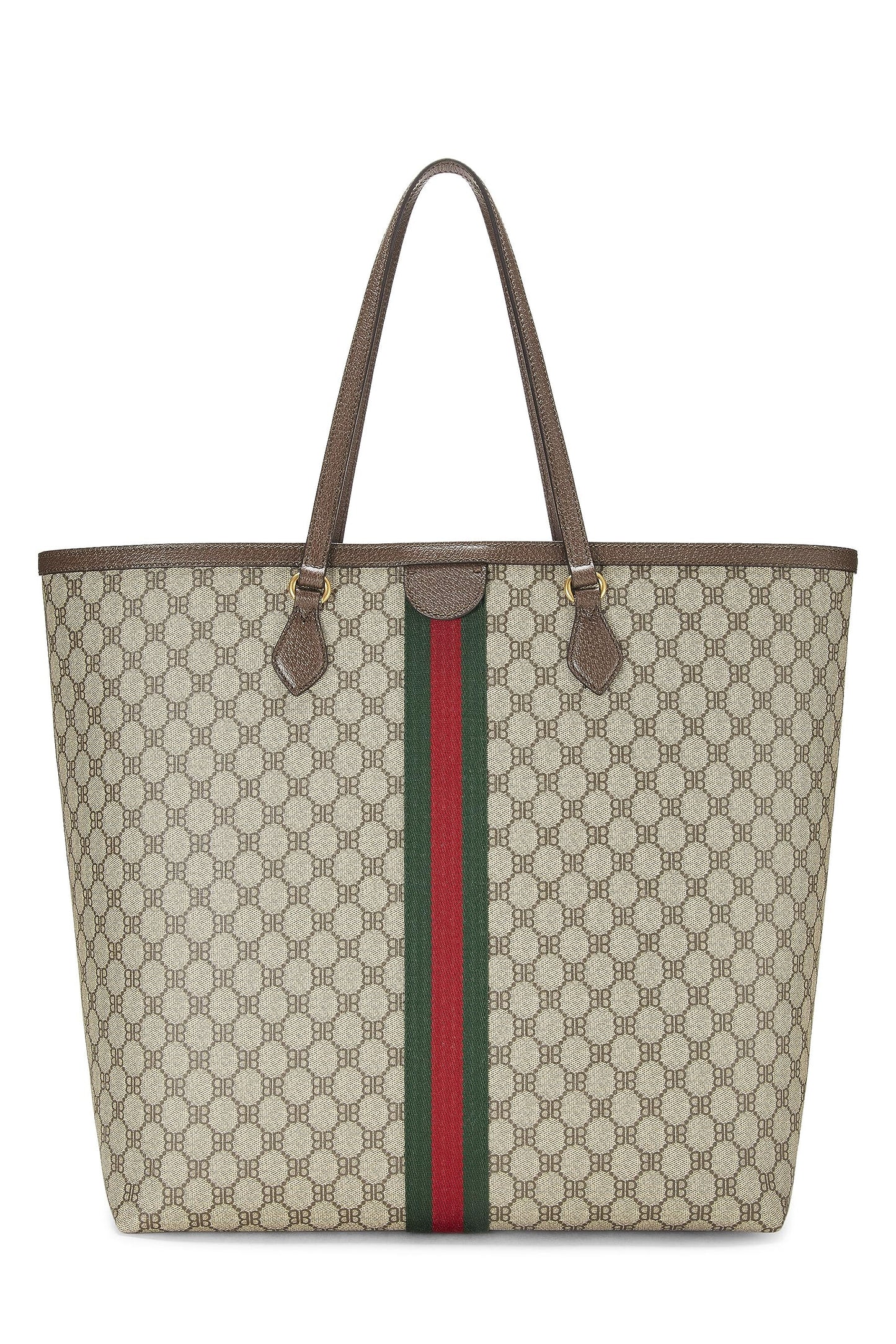 Balenciaga,  Balenciaga x Gucci Beige Coated Canvas Hacker Graffiti Tote Large, Brown