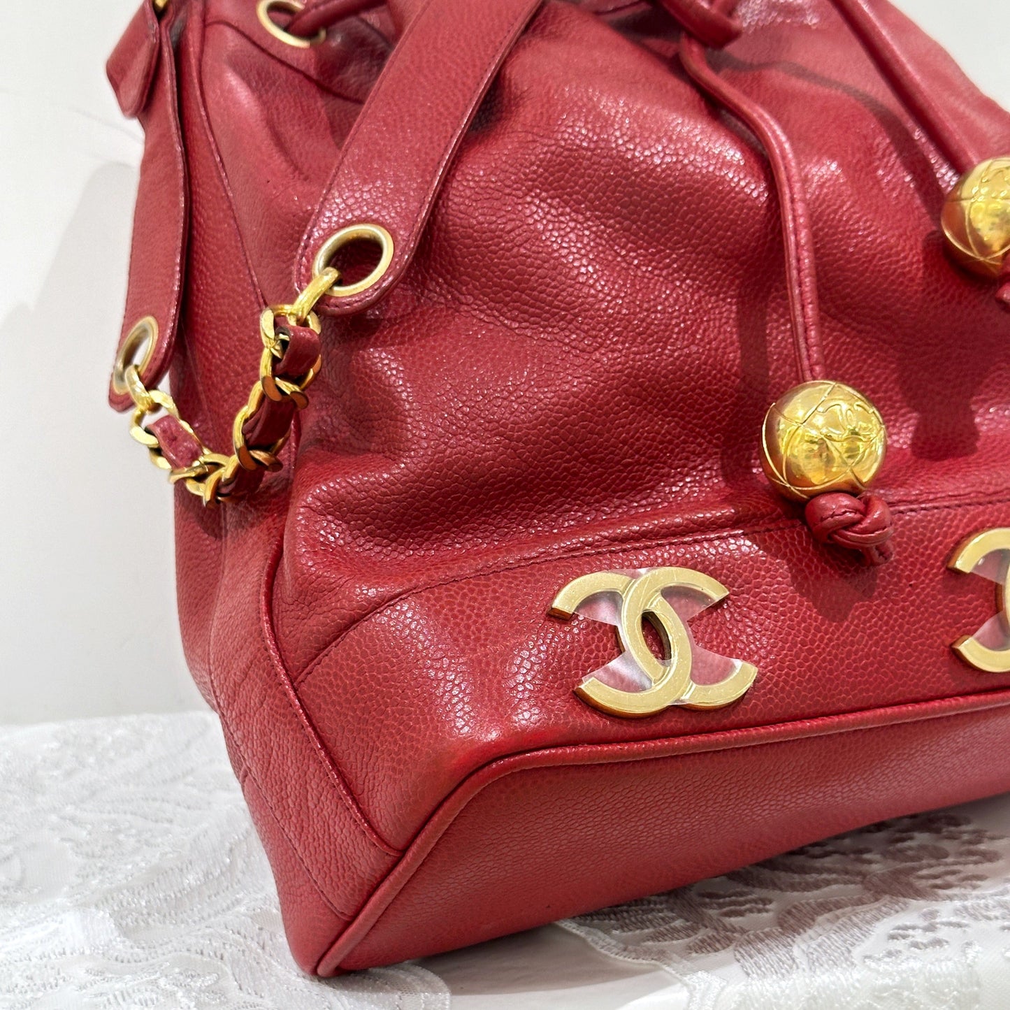 Chanel vintage triple CC leather bucket bag