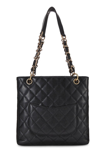 Chanel,  Black Quilted Caviar Petite Shopping Tote (PST), Black