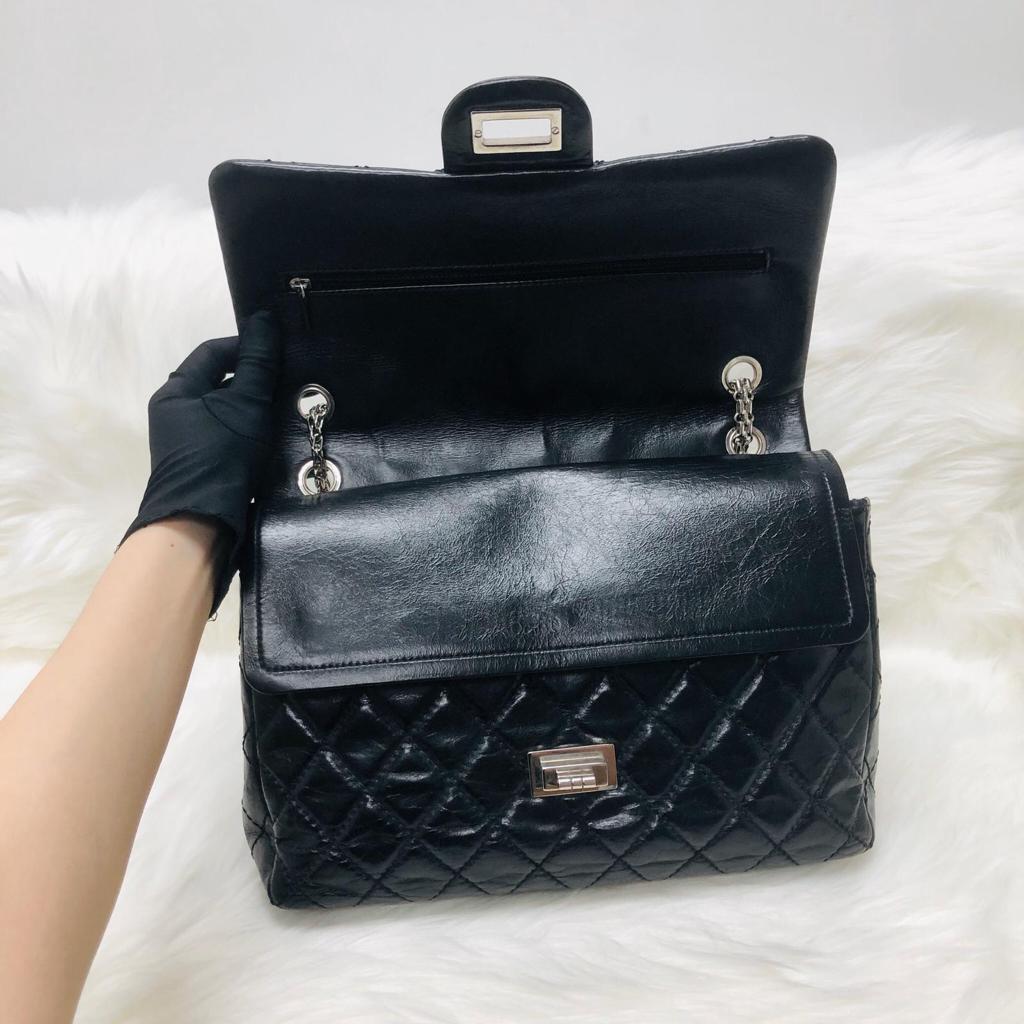 Reissue 227 Aged Calfskin Leather Black Silver Hardware