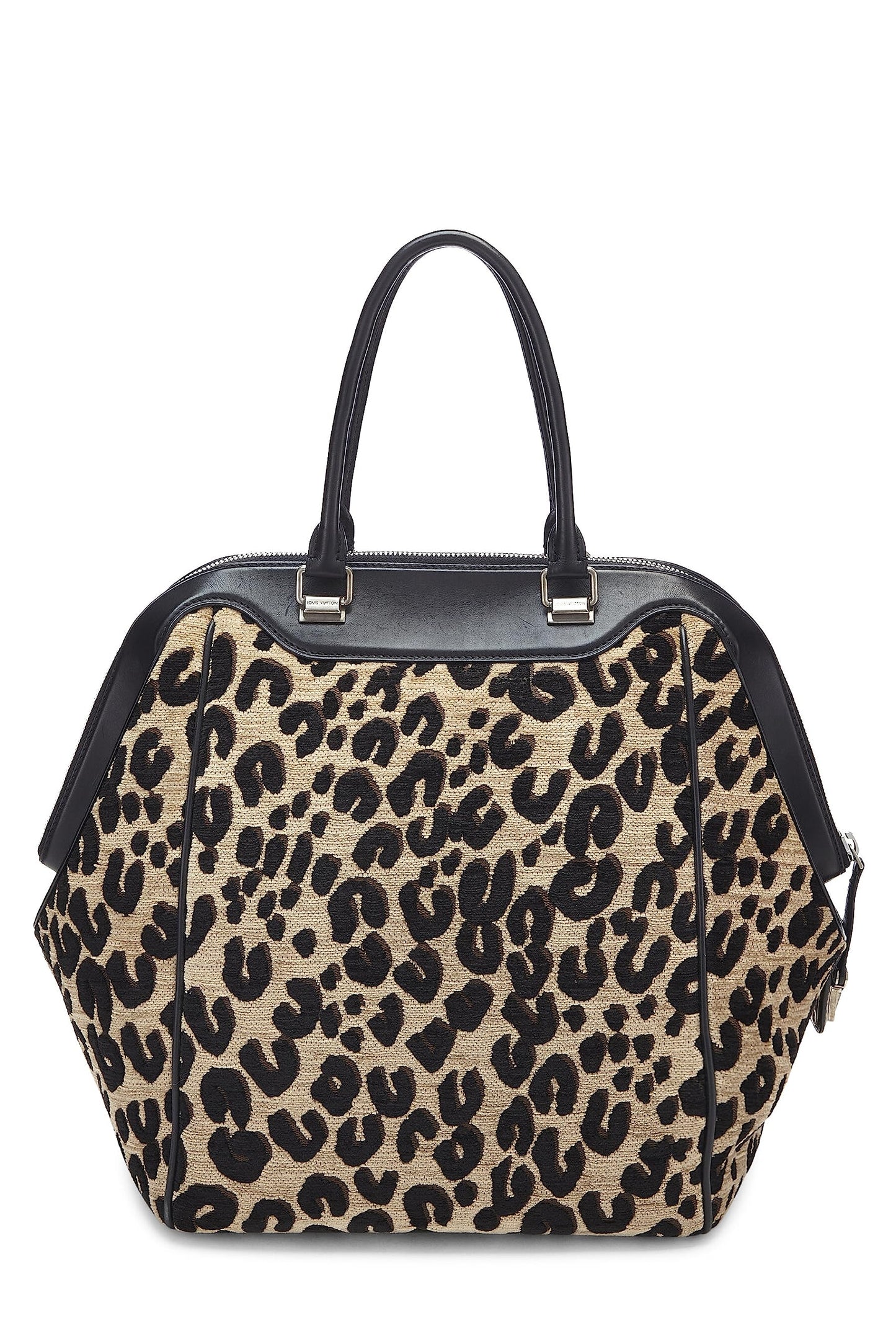 Louis Vuitton,  Tan & Black Leopard Chenille Tapestry North-South Tote, Black