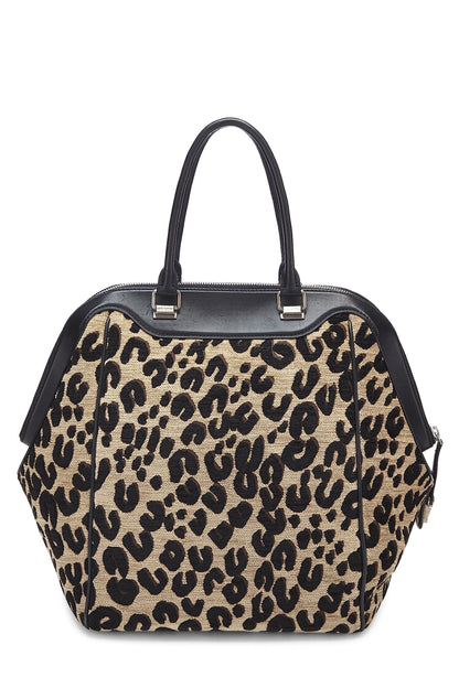 Louis Vuitton,  Tan & Black Leopard Chenille Tapestry North-South Tote, Black