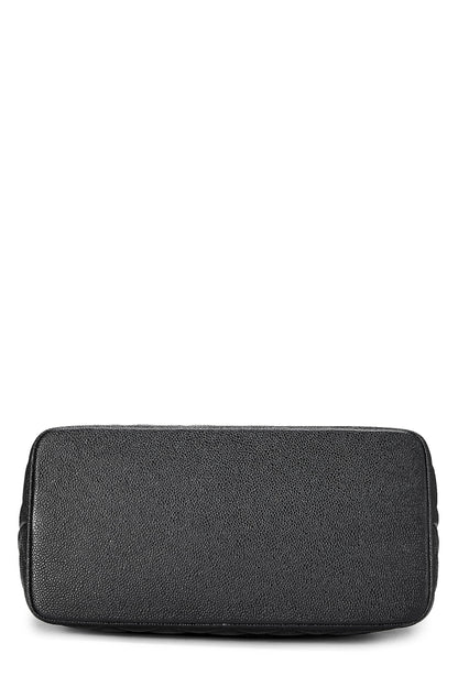Chanel,  Black Quilted Caviar Medallion Tote, Black