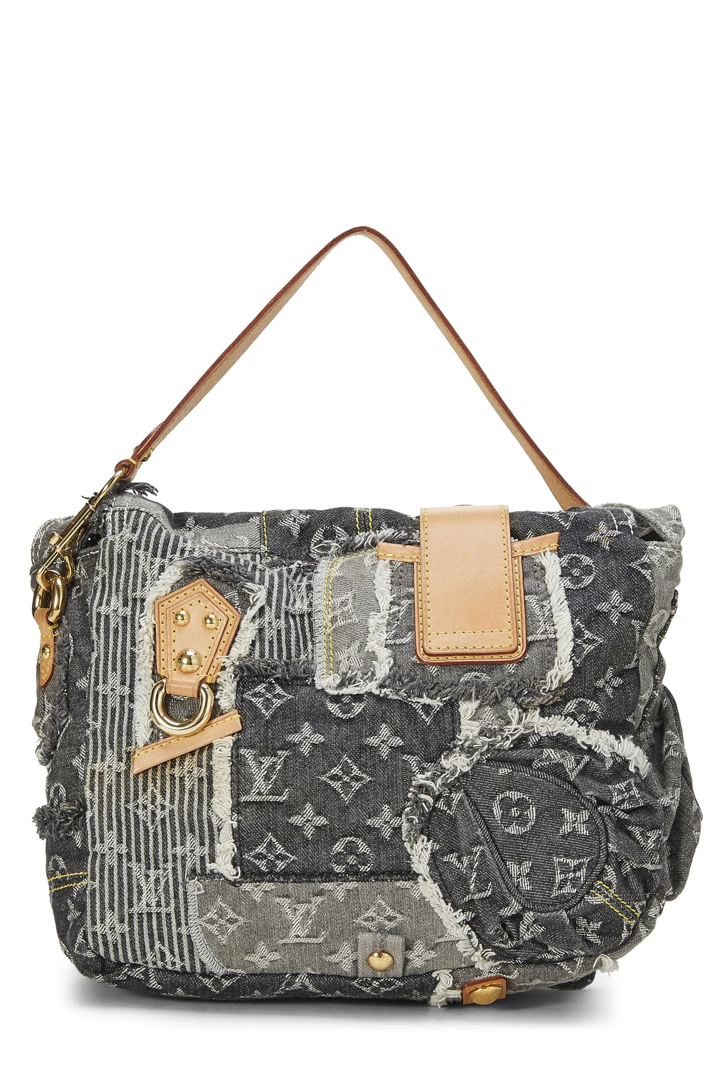 Louis Vuitton,  Black Monogram Denim Patchwork Posty, Black
