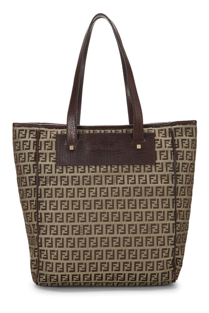Fendi,  Brown Zucchino Canvas Tote Small, Brown