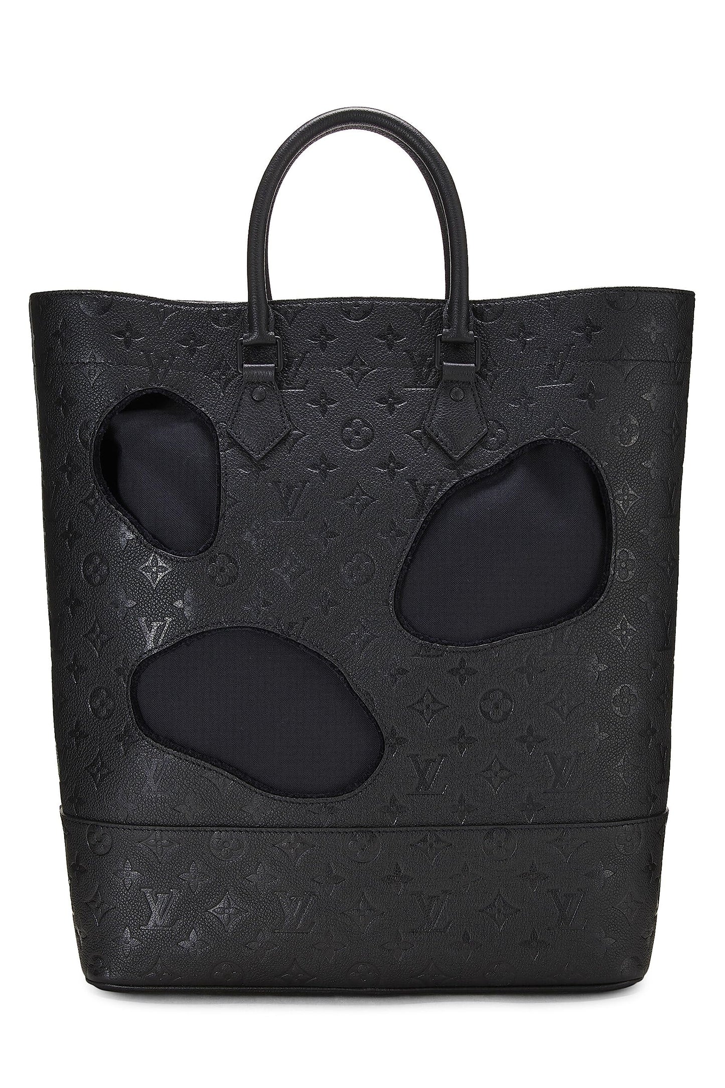 Louis Vuitton,  Comme Des Garçons x Louis Vuitton Black Monogram Empreinte Bag with Holes MM, Black