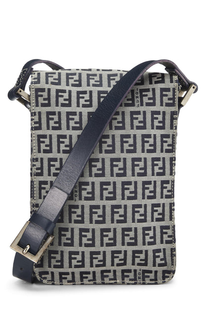 Fendi,  Navy Zucchino Canvas Messenger Bag, Navy