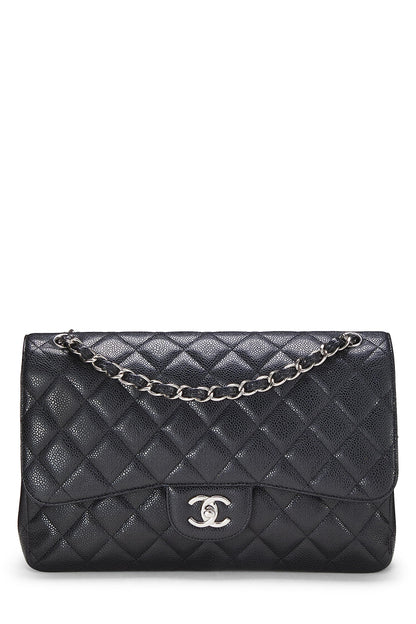 Chanel,  Black Quilted Caviar New Classic Flap Jumbo, Black
