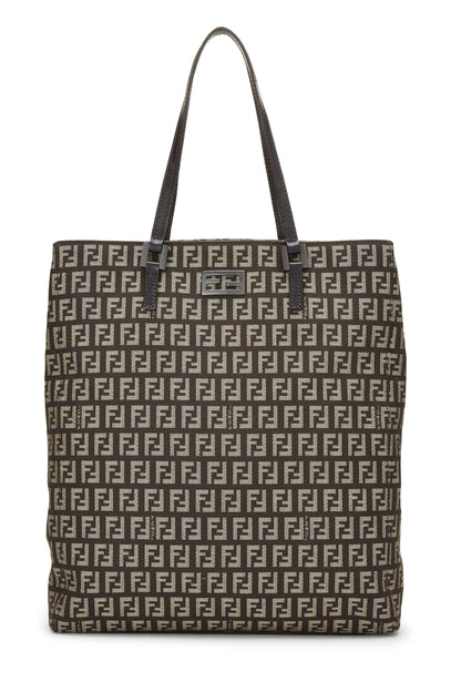 Fendi,  Brown Zucca Canvas Selleria Vertical Tote Small, Brown