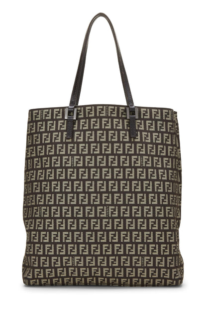 Fendi,  Brown Zucca Canvas Selleria Vertical Tote Small, Brown