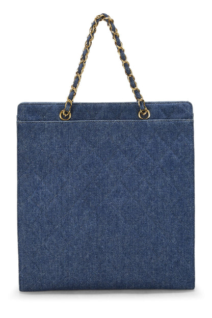 Chanel,  Blue Quilted Denim Tote Medium, Blue