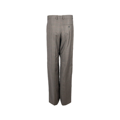 Balenciaga Size 44 Checked Single-Breasted Trousers Wool Dark Grey