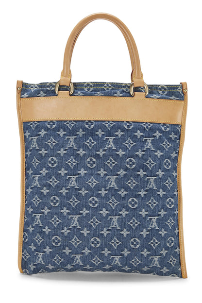 Louis Vuitton,  Blue Monogram Denim Flat Shopper, Blue