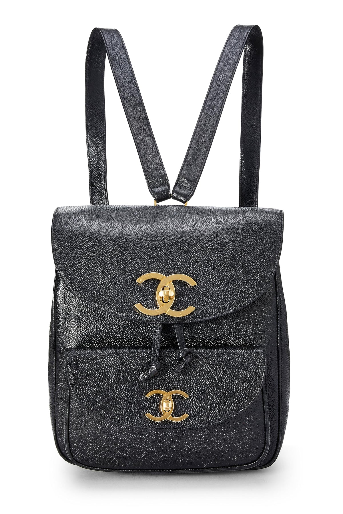 Chanel,  Black Caviar Backpack Medium, Black